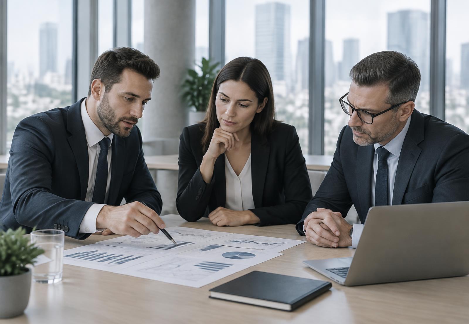 Equipe da G Live Consultoria analisando indicadores financeiros com um cliente